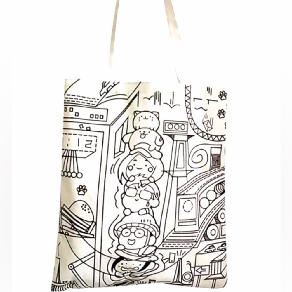Zippered Tote Canvas Eco Graffiti Doodle Reusable